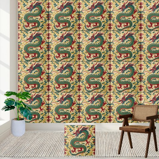 Chinese Dragon Chinoiserie Pattern Tegel Tegeltje