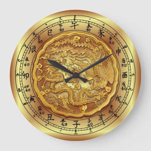 Chinese Dragon Clock ~ Dragon and Phoenix ~ Grote Klok (Voorkant)