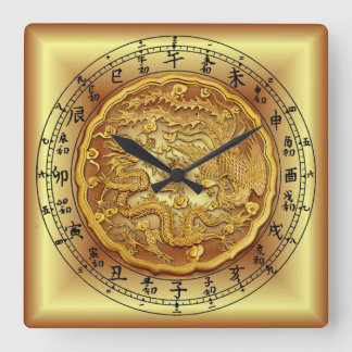 Chinese Dragon Clock ~ Dragon en Phoenix ~ Vierkante Klok