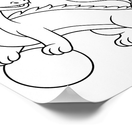 Chinese Dragon Coloring Page Poster (Hoek)