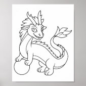 Chinese Dragon Coloring Page Poster (Voorkant)