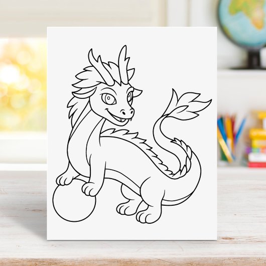 Chinese Dragon Coloring Page Poster