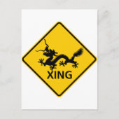 Chinese Dragon Crossing Highway Sign Briefkaart (Voorkant)