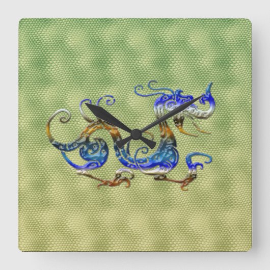 Chinese Dragon Fantasy Art Designer Clot Vierkante Klok (Voorkant)