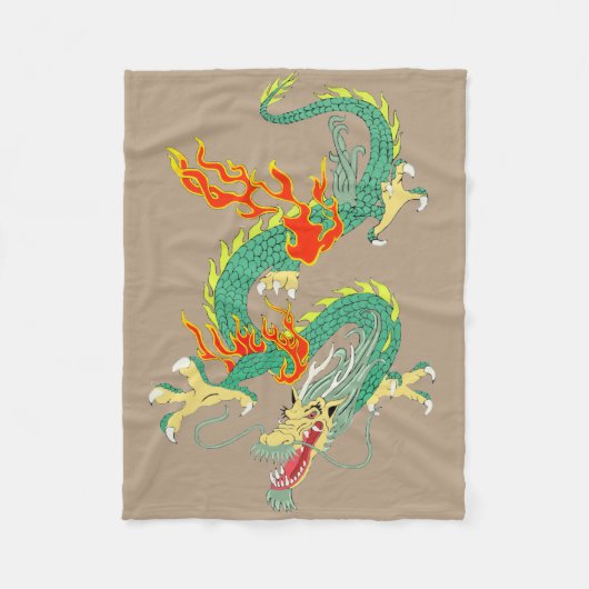 Chinese Dragon Fleece Blanket Deken (Voorkant)