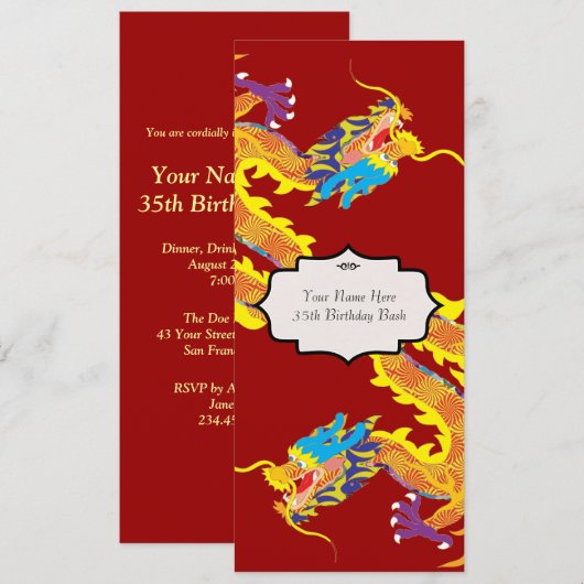 Chinese Dragon geïnspireerde uitnodiging (Voorkant / Achterkant)