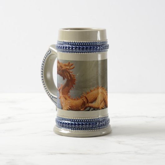 Chinese Dragon Grey/Blue 22 oz Stein Bierpul (Voorkant links)