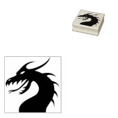 Chinese Dragon hoofd spiegel silhouet art stempel (Gestempeld)