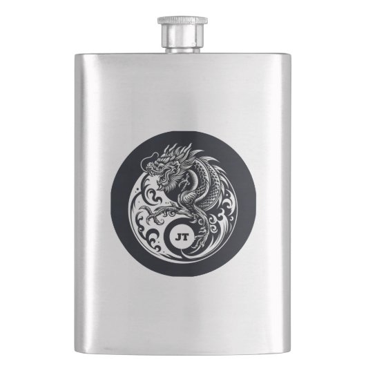 Chinese Dragon in Black and White Personalized Flacon (Voorkant)