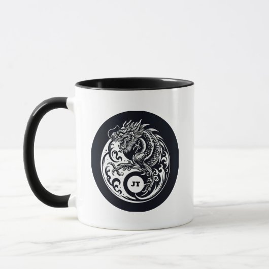 Chinese Dragon in Black and White Personalized Mok (Links)