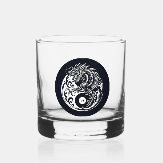 Chinese Dragon in Black and White Personalized Whisky Glas (Voorkant)