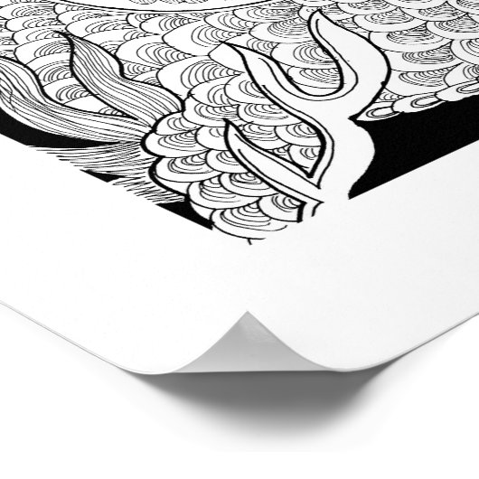 Chinese Dragon Ink Sketch Wall Art Print (Hoek)