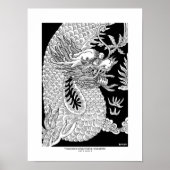 Chinese Dragon Ink Sketch Wall Art Print (Voorkant)
