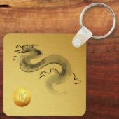 Chinese Dragon Jaar Originele Schilderij Monogram Sleutelhanger (Achterkant)