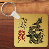 Chinese Dragon Jaar verjaardag Monogram SqK Sleutelhanger (Voorkant)