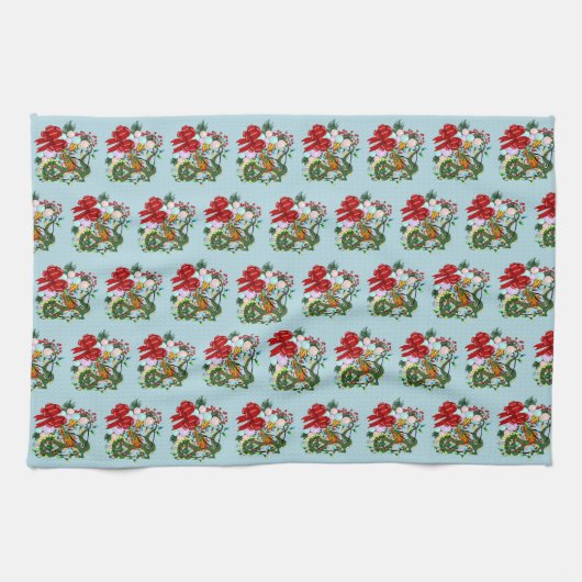 Chinese Dragon Kerstkrans Theedoek (Horizontaal)