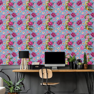 Chinese Dragon Lotus Kersenbloesem Behang