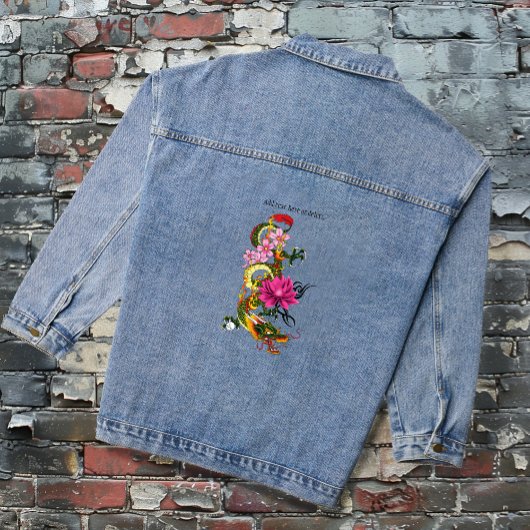 Chinese Dragon Lotus Kersenbloesem Denim Jacket
