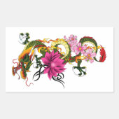 Chinese Dragon Lotus Kersenbloesem Rechthoekige Sticker (Voorkant)