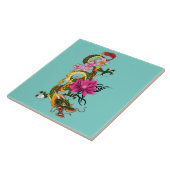 Chinese Dragon Lotus Kersenbloesem Tegeltje (Zijkant)