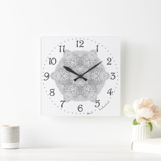 Chinese Dragon Mandala Square Wall klok (Huis)