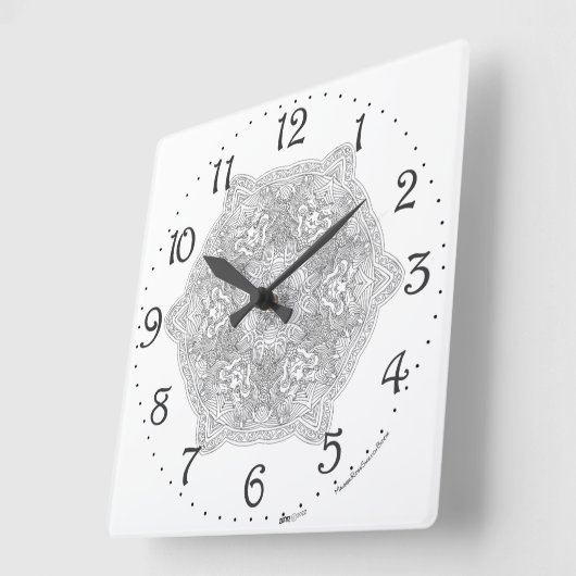 Chinese Dragon Mandala Square Wall klok (Hoek)
