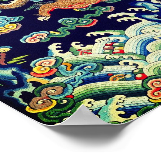 Chinese dragon Mandarin Square Rank Badge Poster (Hoek)