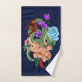 Chinese Dragon Marine Blauwe Bloemen Bad Handdoek (Handdoek)