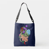 Chinese Dragon Marine Blauwe Bloemen Crossbody Tas (Achterkant)