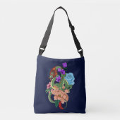 Chinese Dragon Marine Blauwe Bloemen Crossbody Tas (Voorkant)