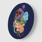 Chinese Dragon Marine Blauwe Bloemen Grote Klok (Hoek)