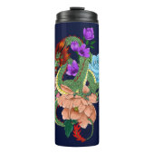 Chinese Dragon Marine Blauwe Bloemen Thermosbeker (Voorkant)