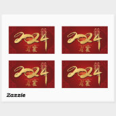 Chinese Dragon Nieuwjaar 2024 Firecrackers RecS Rechthoekige Sticker (Vel)