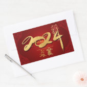 Chinese Dragon Nieuwjaar 2024 Firecrackers RecS Rechthoekige Sticker (Envelop)