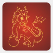 Chinese Dragon on Red Vierkante Sticker (Voorkant)