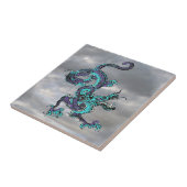 Chinese Dragon Paarse en Blauw v16 Tegeltje (Zijkant)