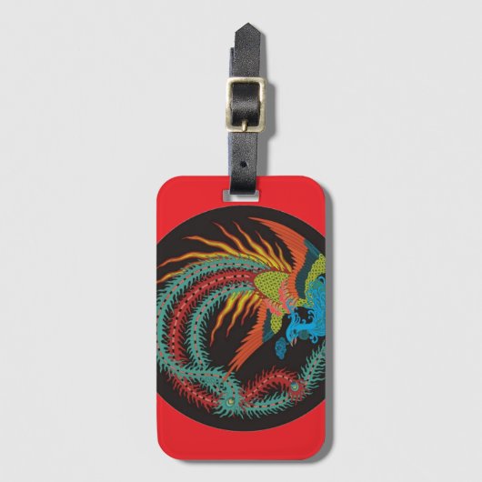"Chinese Dragon-Peacock" Bagagelabel (Voorkant (verticaal))