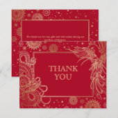 Chinese Dragon Phoenix bruiloft Bedankkaart (Voorkant / Achterkant)