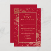 Chinese Dragon Phoenix bruiloft RSVP Kaartje (Voorkant / Achterkant)