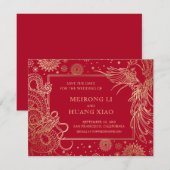 Chinese Dragon Phoenix bruiloft Save The Date (Voorkant / Achterkant)