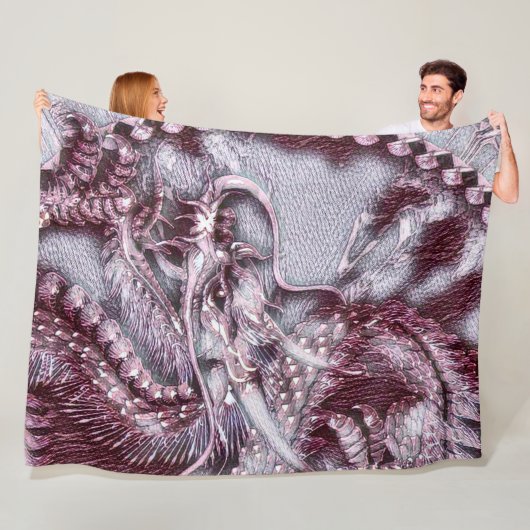 Chinese dragon Platinum Kunst Fleece Deken (In situ)