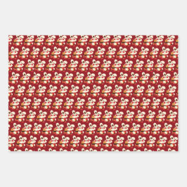 Chinese Dragon Red Gold Golden Zodiac Aziatisch Inpakpapier Vel