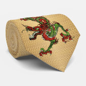 Chinese Dragon Rood en Groen v 15 Stropdas (Opgerold)