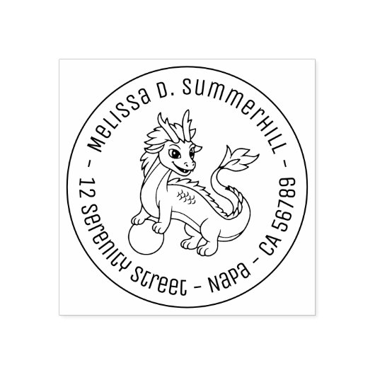 Chinese Dragon Round Address Rubberstempel (Afrduk)