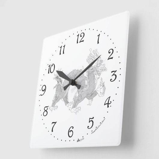 Chinese Dragon Square Wall klok (Hoek)