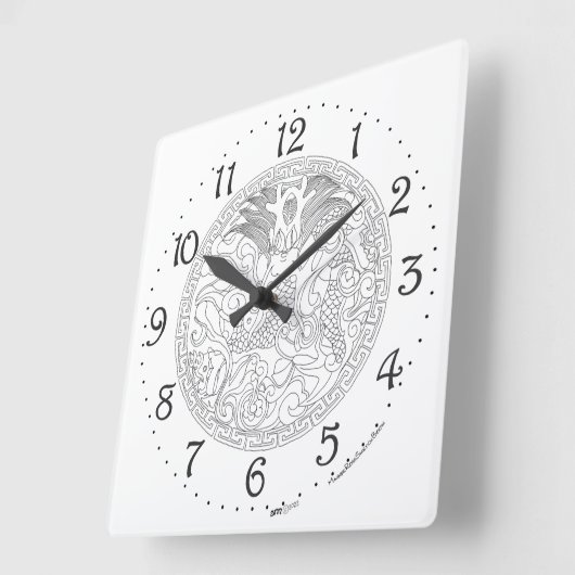 Chinese Dragon Square Wall klok (Hoek)