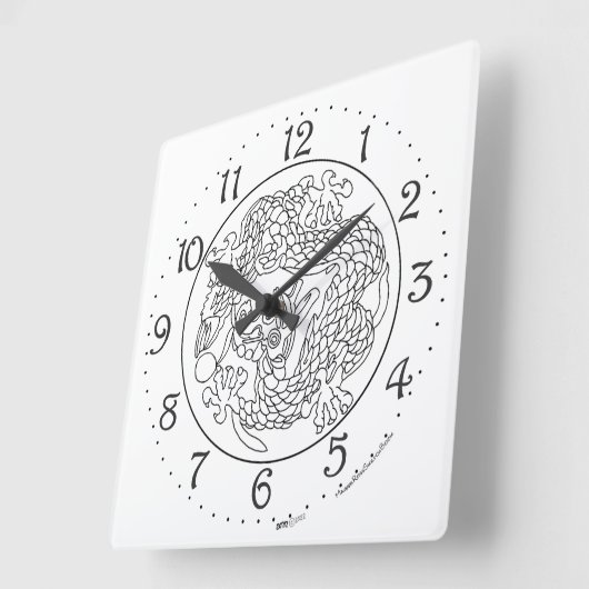 Chinese Dragon Square Wall klok (Hoek)