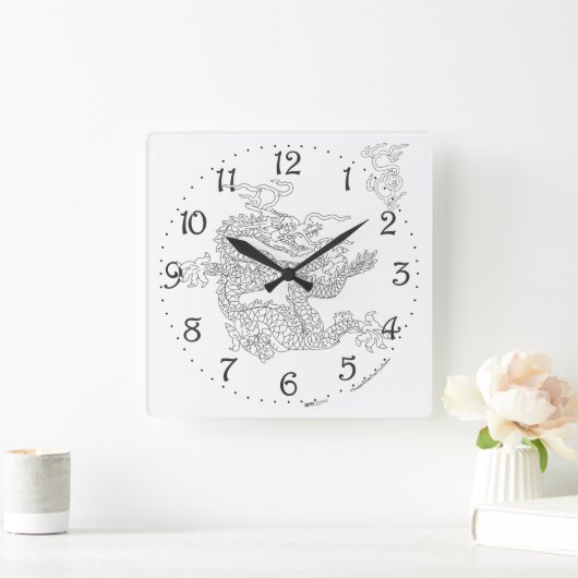 Chinese Dragon Square Wall klok (Huis)