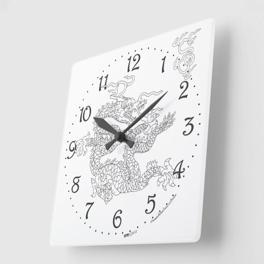 Chinese Dragon Square Wall klok (Hoek)