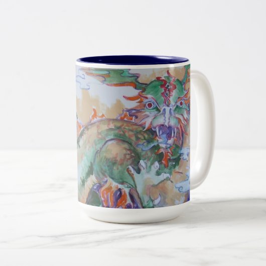 Chinese Dragon Two-tone Mok - marine (Voorkant rechts)